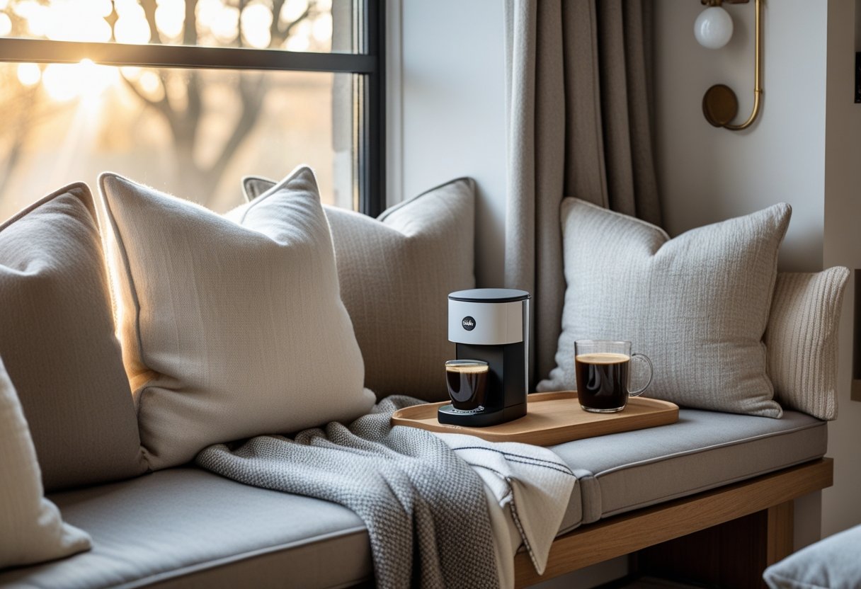 Sådan skaber du den perfekte hyggekrog med gavlpuder og en kapsel kaffemaskine til hjemmet